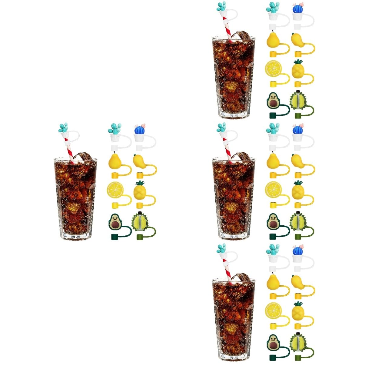 Amosfun 32 Stk Glasstrohhalm-Set glasstrohhalme glastrinkhalme Getränkeschutz strohhut set Trinkhalmabdeckung Silikon Trinkhalmhülle Stroh Topper