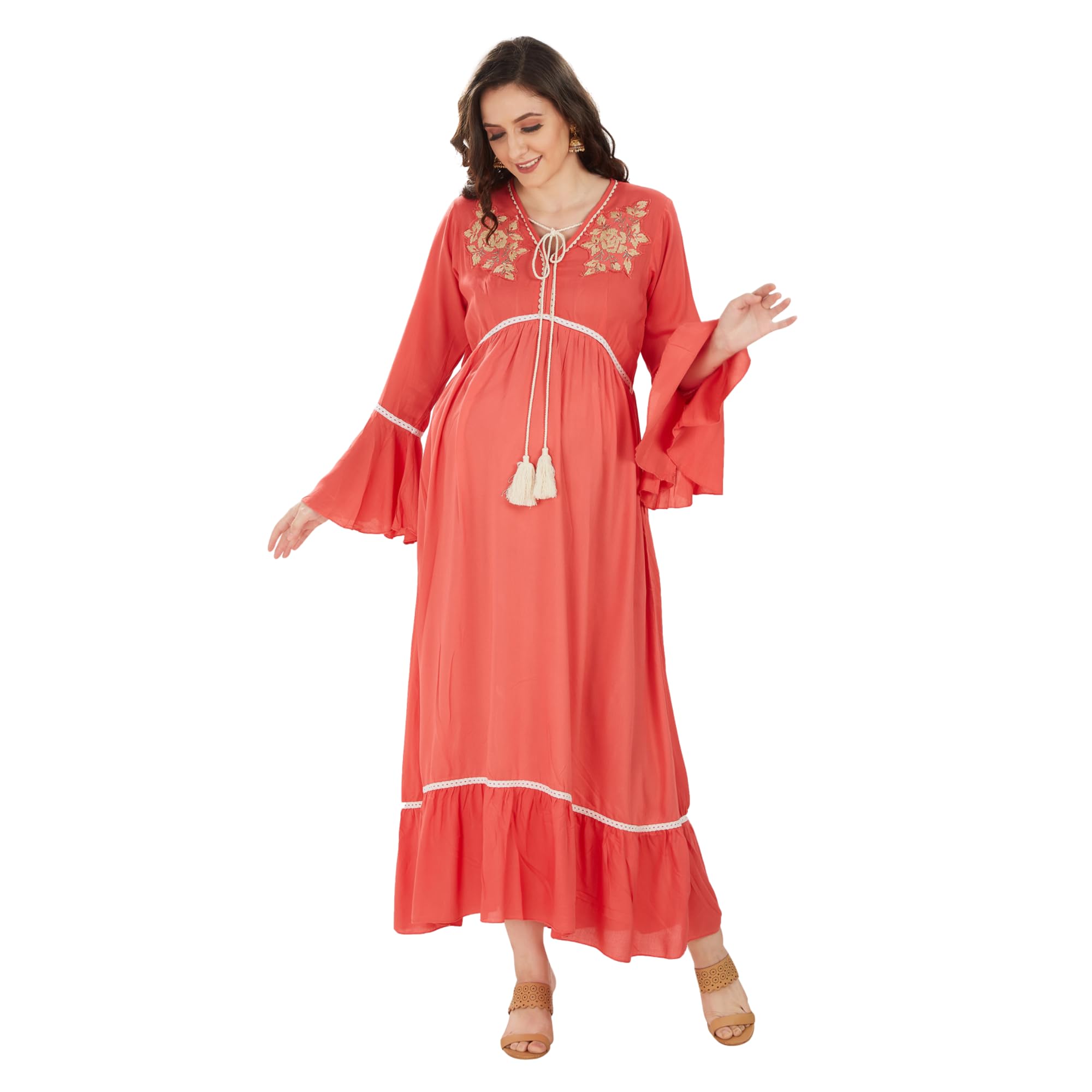 Coral Fit Flare Maternity Dress | Black-picture-18