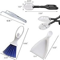 Vista 6 de Pequeña escoba de limpieza, herramienta de alimentación con cuchara, mini recogedor y cepillo, pinzas de acero inoxidable para reptiles y otros
