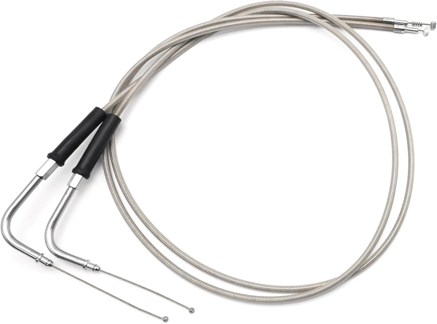2Pcs 47" Motorcycle Throttle Idle Cables, Throttle Gas Cable, Replacement for Harley-Davidson Softail XL883 XL1200 1200, Stainless Steel Braided Wire