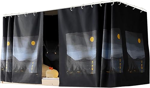 Cortinas de litera para dormitorio, cortinas opacas a prueba de polvo debajo de la cama, cortinas de privacidad para cama, 3 paneles (luna, 3
