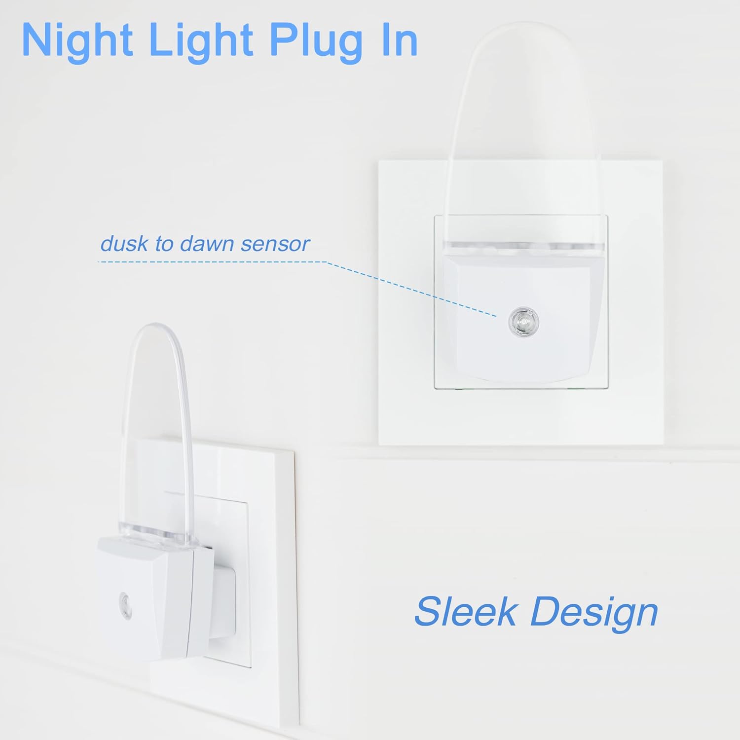 4 Pack Night Light Lamp with Dusk to Dawn Sensor, Plug in, Blue Led Night Light