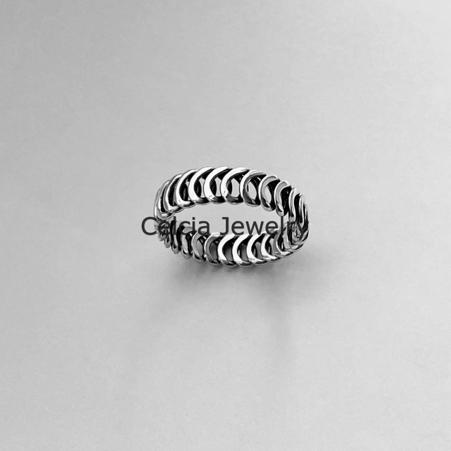 Sólido anillo de bucles de eternidad de plata de ley 925, anillo increíble, anillo delicado, anillo clásico hecho a mano único, anillo bohemio bohemio, anillo minimalista, anillo del día de la madre