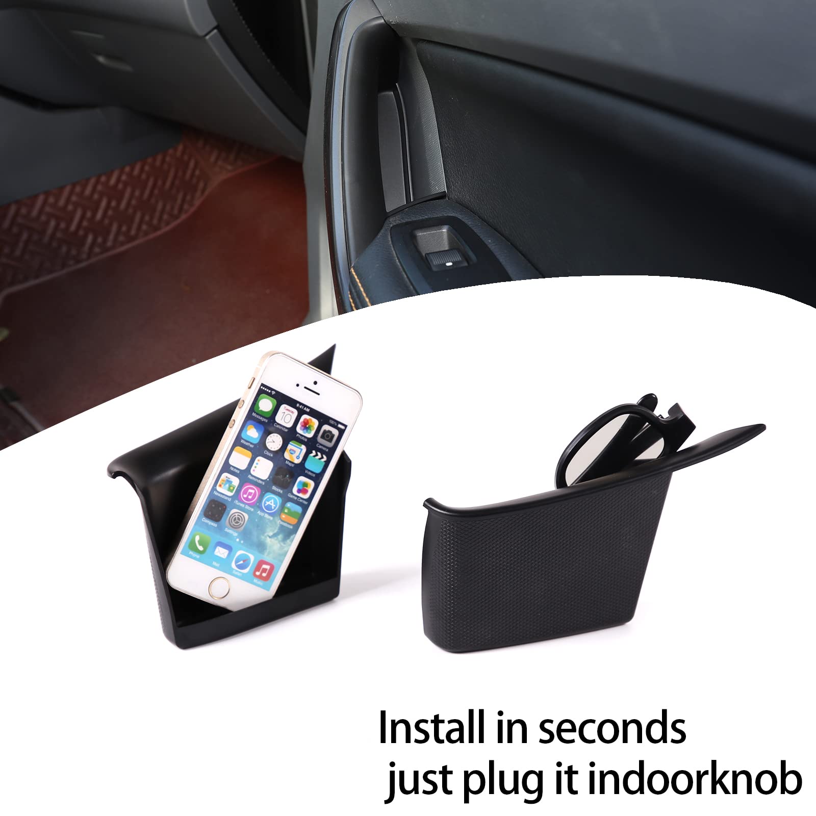 Lcojicep Fit for 2015-2021 Ford Ranger Front Door Storage Box, Phone Storage Box, Insert Glove Tray, Door Handle Storage Box(Left + Right Side)