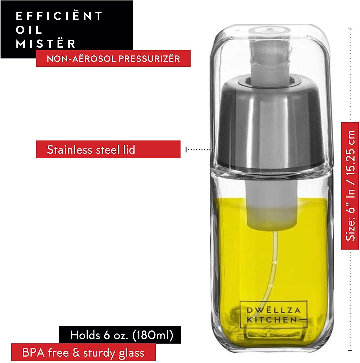Olivenölspenderflasche für Küche & Olivenölsprüher Mister zum Kochen - Gießen Sie Öl, Essig & Sirup ab 17 Unzen Tropffreie Olivenölflasche mit Messungen und 6 Unzen Olivenöl Sprühflasche