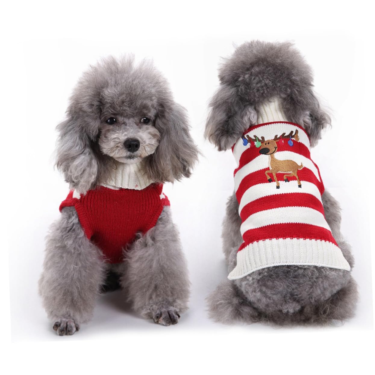 HANABASS 3 Pièces Pull Tricot pour Chien XS Rouge Motif Vêtements de Noël Chaleur et Confort pour Animaux Dexception