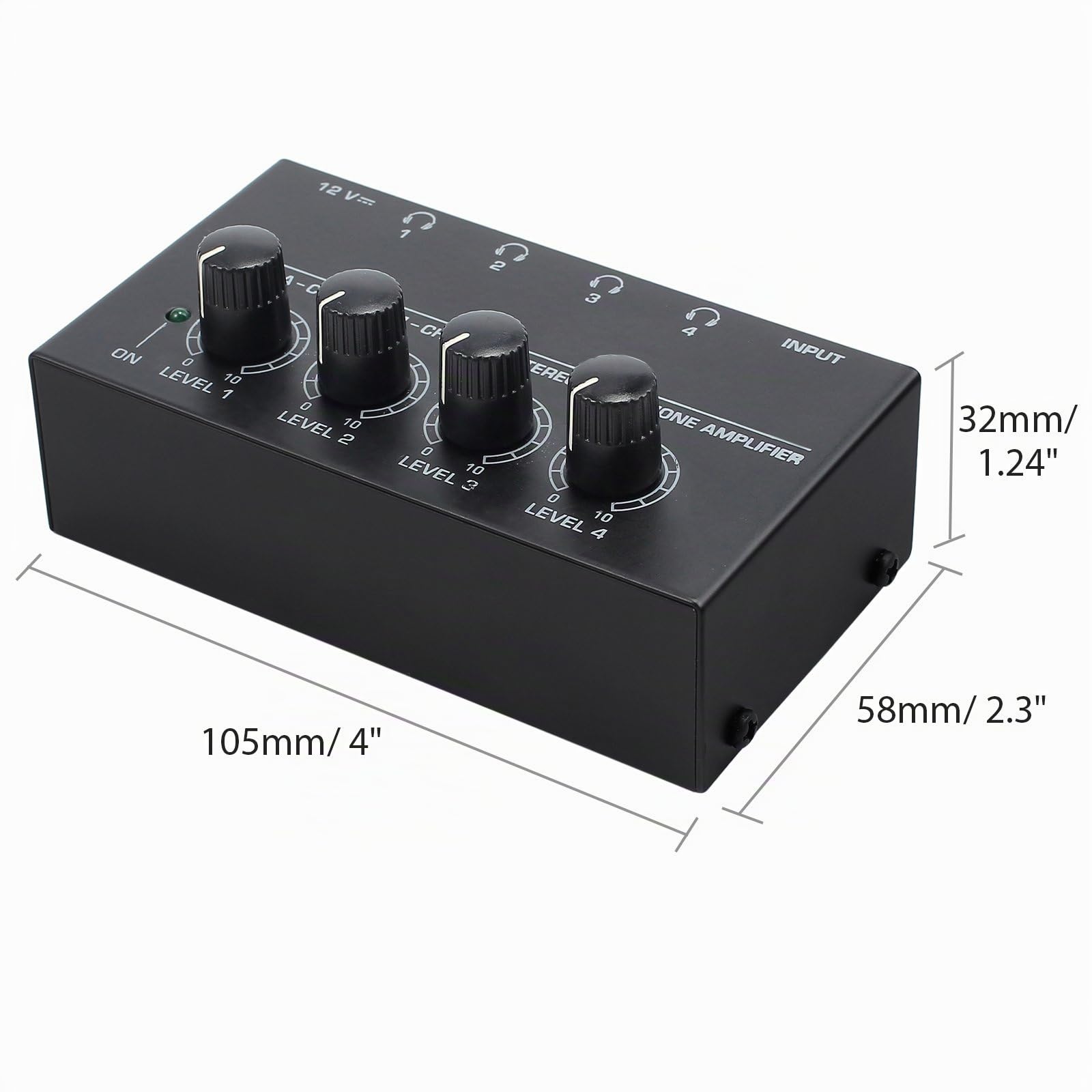 Neoteck HA400 Ampli Casque 4 canaux Ampli Casque stéréo Ultra Compact avec Adaptateur 5pcs 6.3mm (1/4 Pouce) à 3.5mm (1/8 Pouce) et Adaptateur Secteur