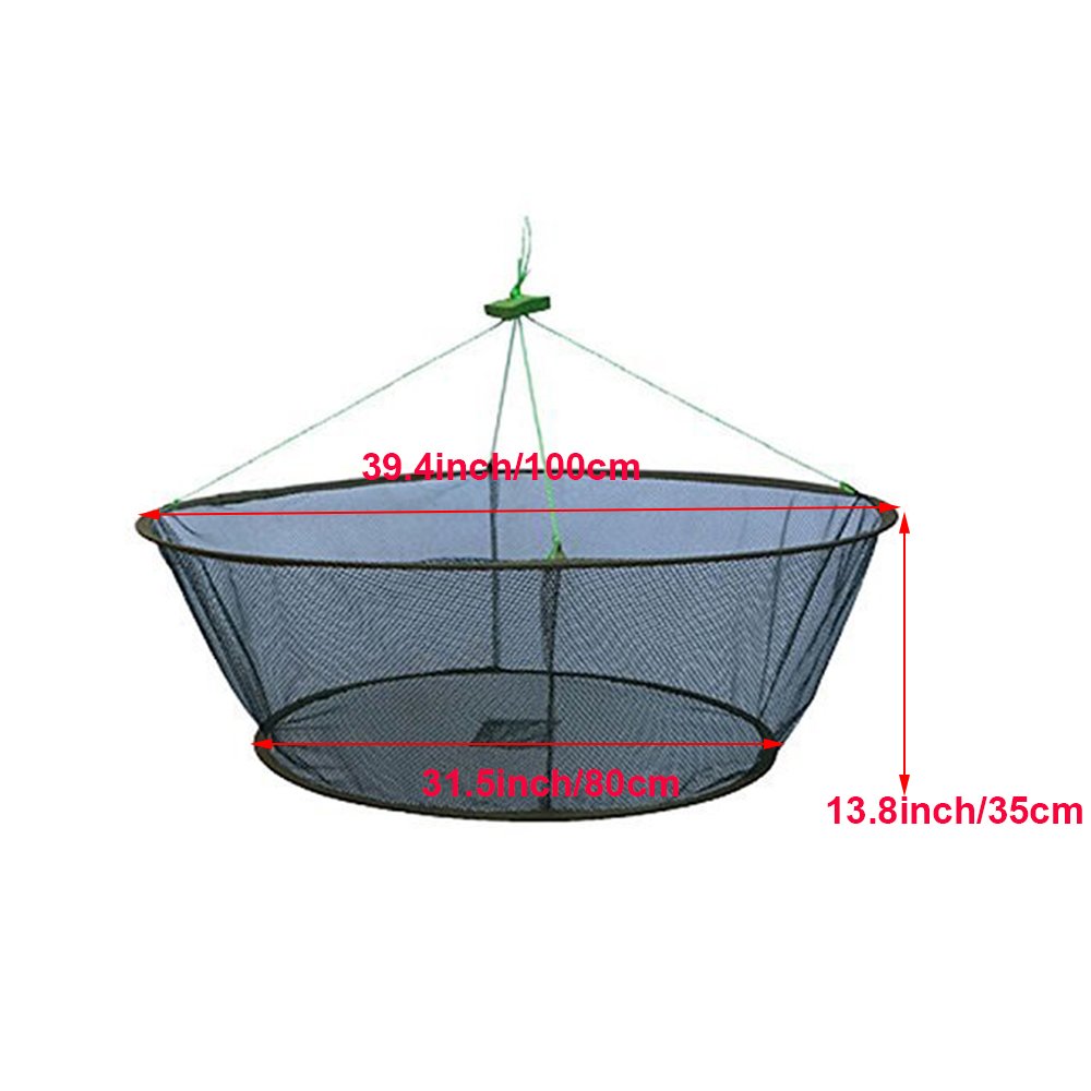 Portable Folded Fishing Net Fish Shrimp Minnow Crayfish Crab Baits Cast Mesh Trap Automatic (Diameter:39.4inch/100cm)