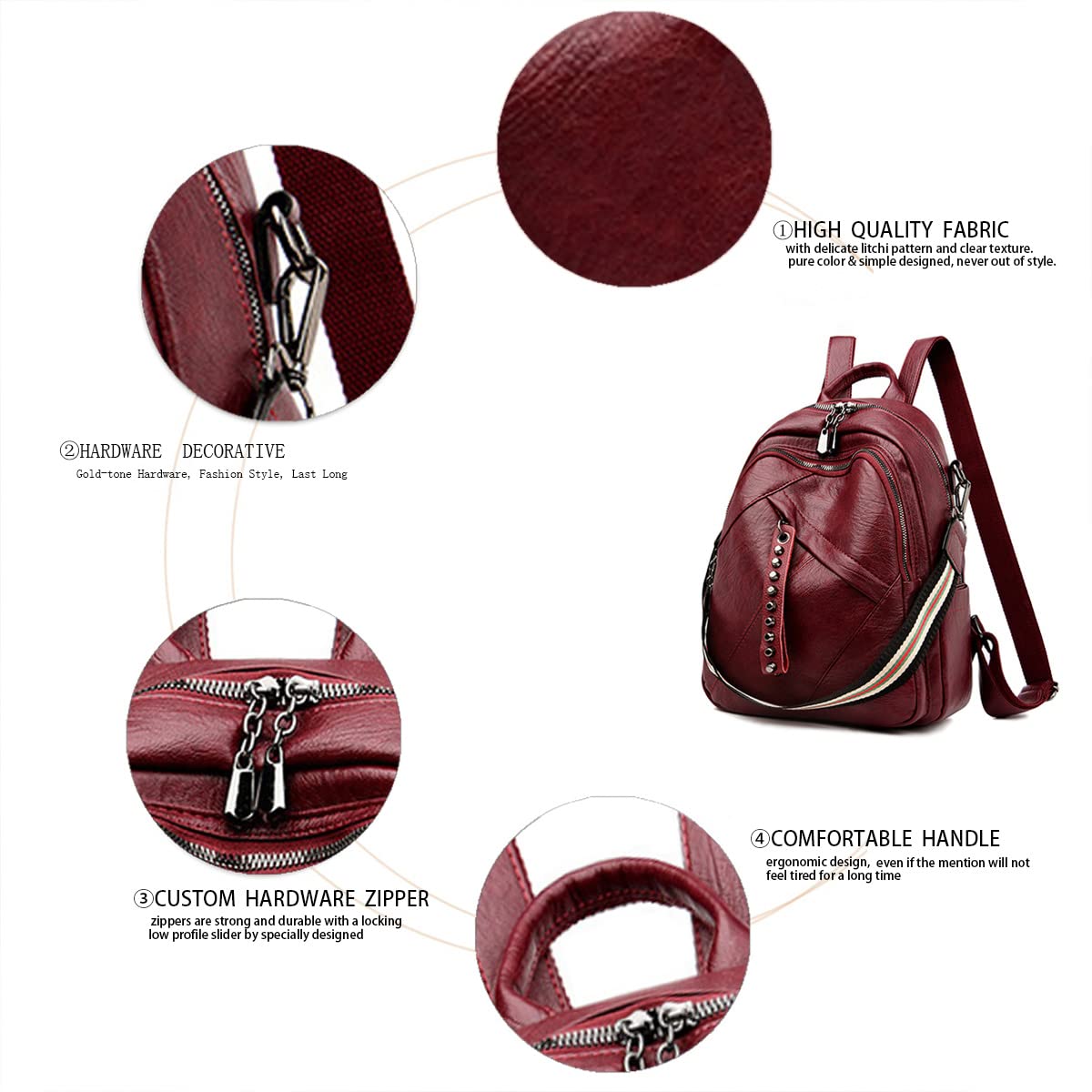 BUKESIYI Mujer Bolsos Mochila Niña Vestir Antirobo Pequeña Casual Bandolera Portatil PU Cuero Piel ES78196
