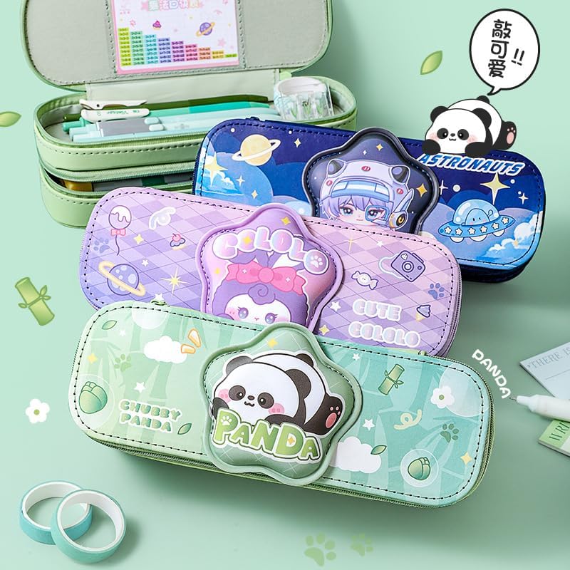 Image of DEOXY Double Layer 3D Cute Aesthetic Pencil Case for Girls - Large Capacity Multifunctional Stationery Organizer for School (astronut)