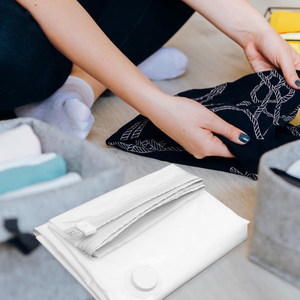 BESPORTBLE Bolsas de Almacenamiento para Mantas de Vacío 2 Piezas Sellado al Vacío para Colchones y Ropa, Adecuado para Ahorrar Espacio en Habitaciones y Sótanos