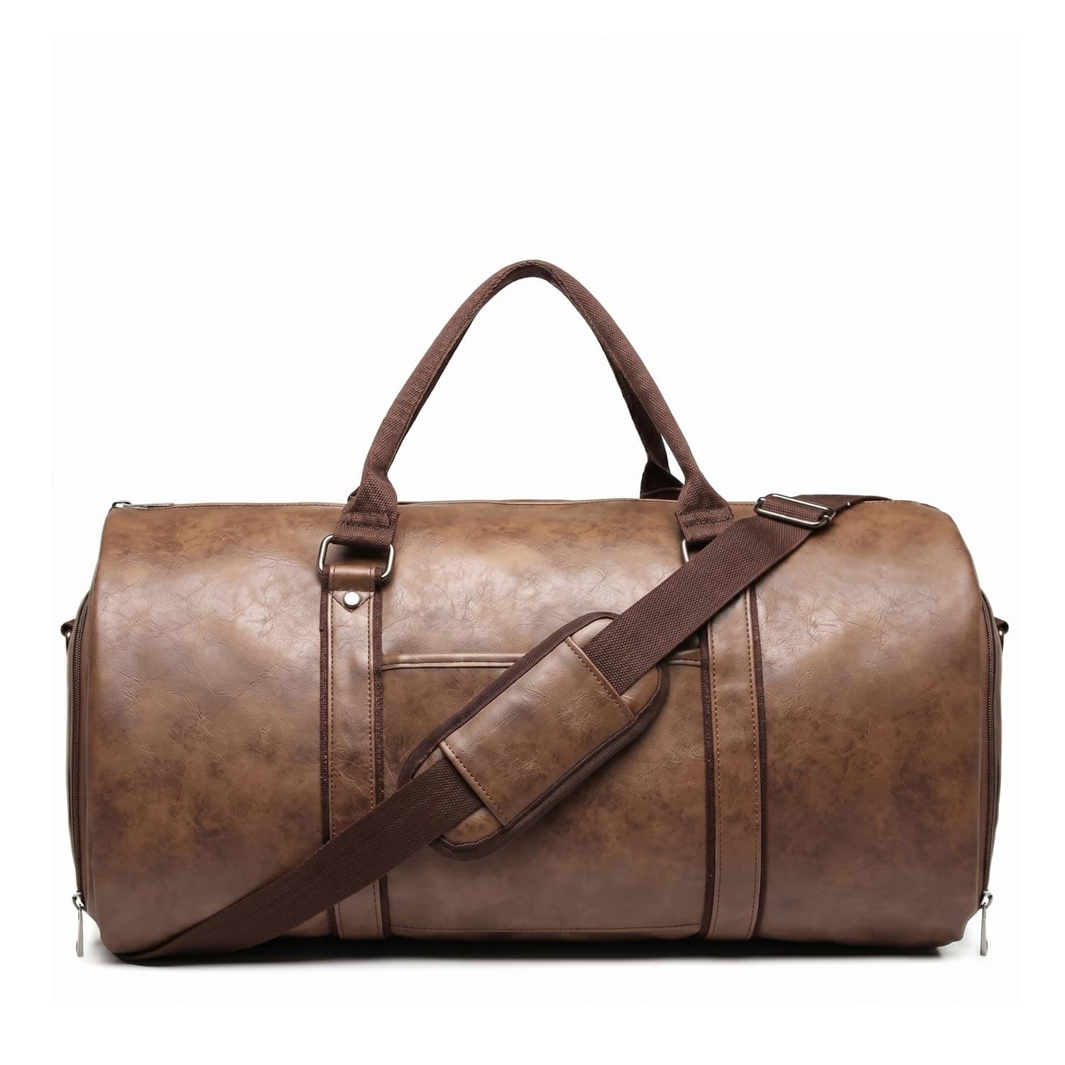 URJIX™ Detachable Shoulder Strap Cylindrical Brown PU Leather | Portability PU Leather Brown-image-18