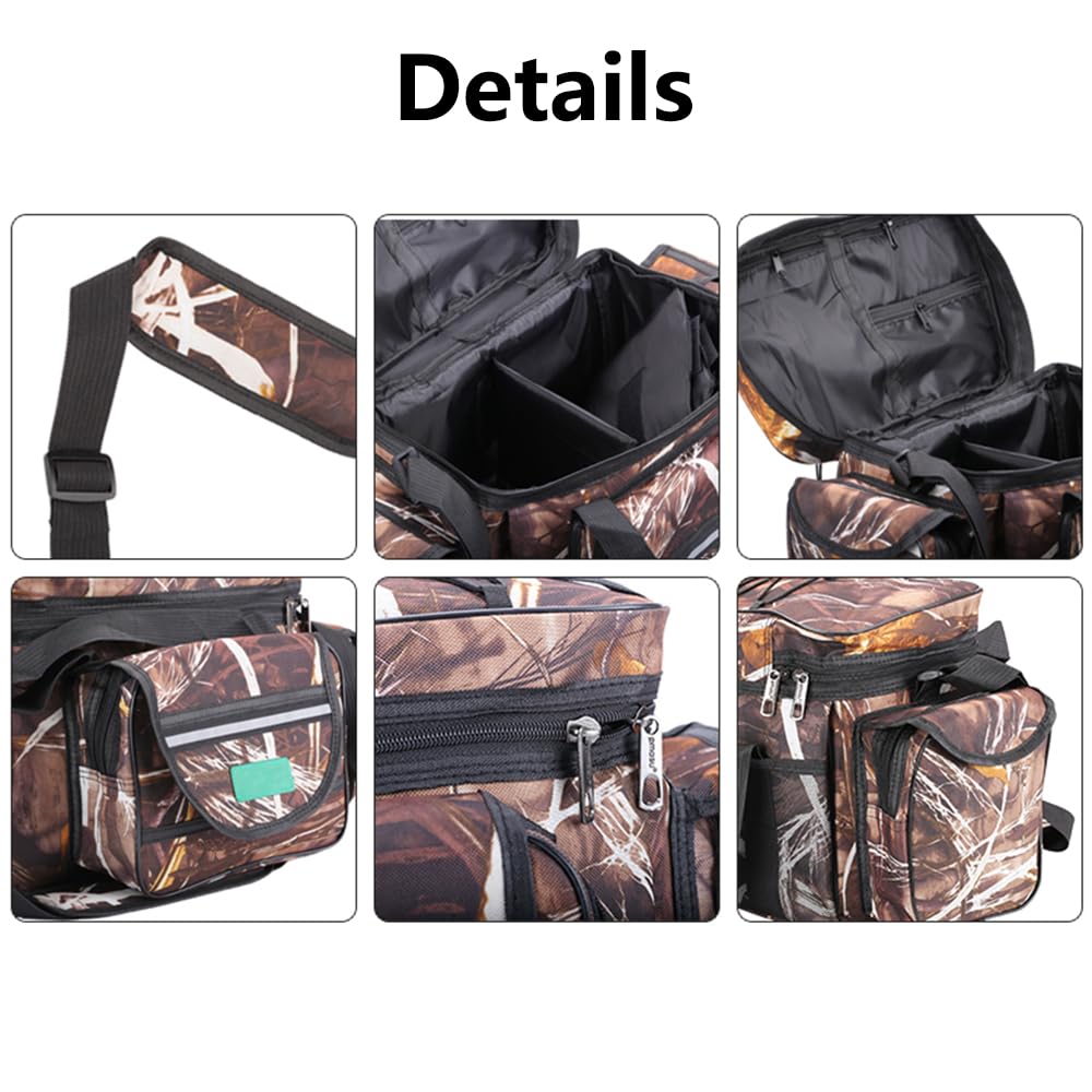 Borsa per attrezzatura da pesca, 50 x 28 x 27 cm, impermeabile, con spallacci regolabili, per pesca in mare, caccia, viaggi, Marrone, moderno