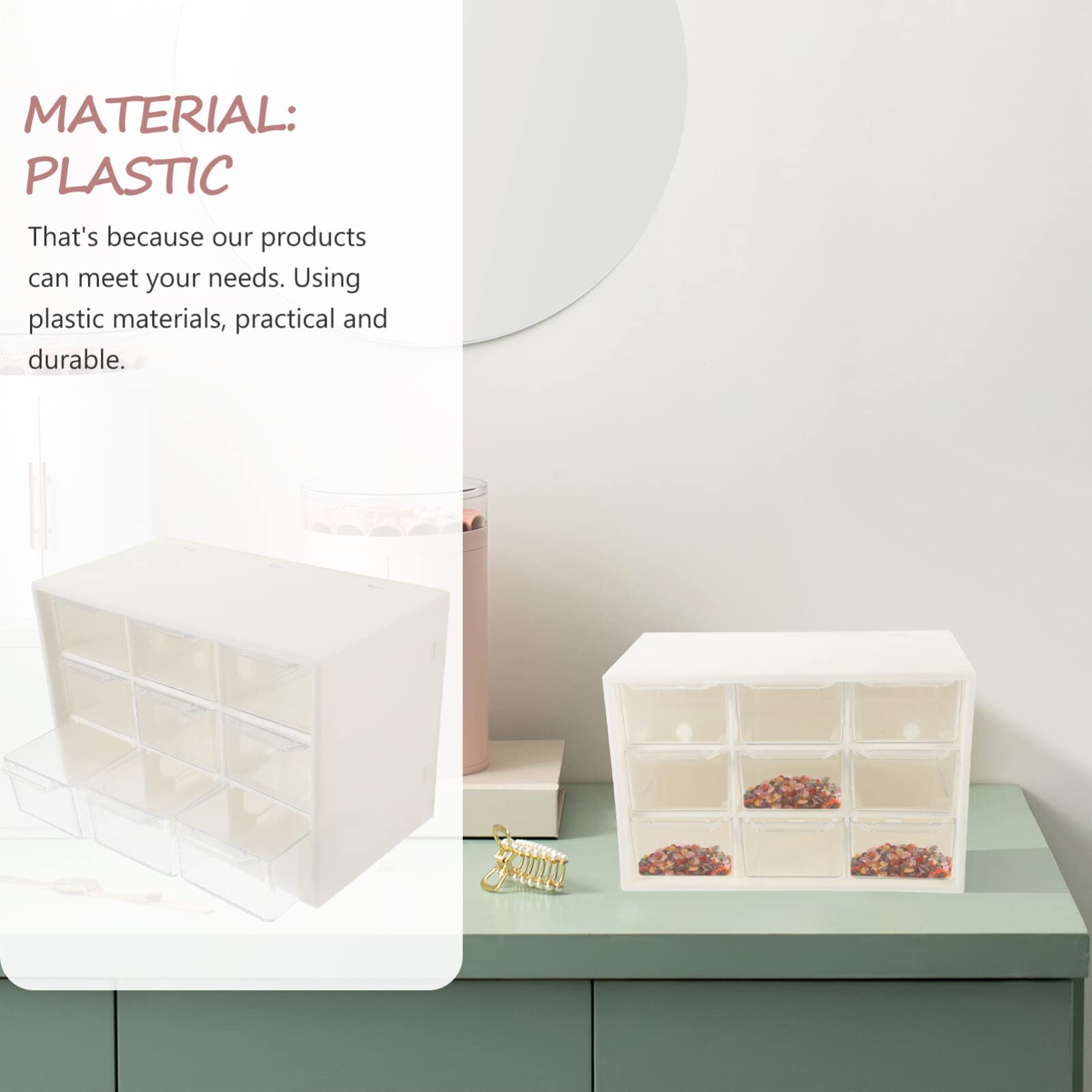 Boîte à Tiroirs à Perles Compartimentée en Plastique Beige, Lot de 4