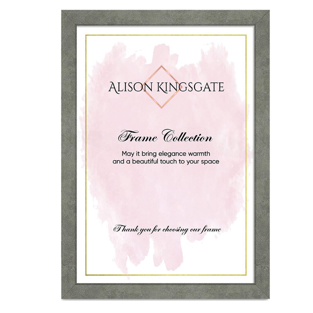 Alison Kingsgate Modern 90X60CM Grey Marble Photo Frame-Engineered Wood Picture Frames with Shatterproof Perspex - Ideal for Certificates -Wall Mount or Tabletop - Multiple Sizes & Colours Available