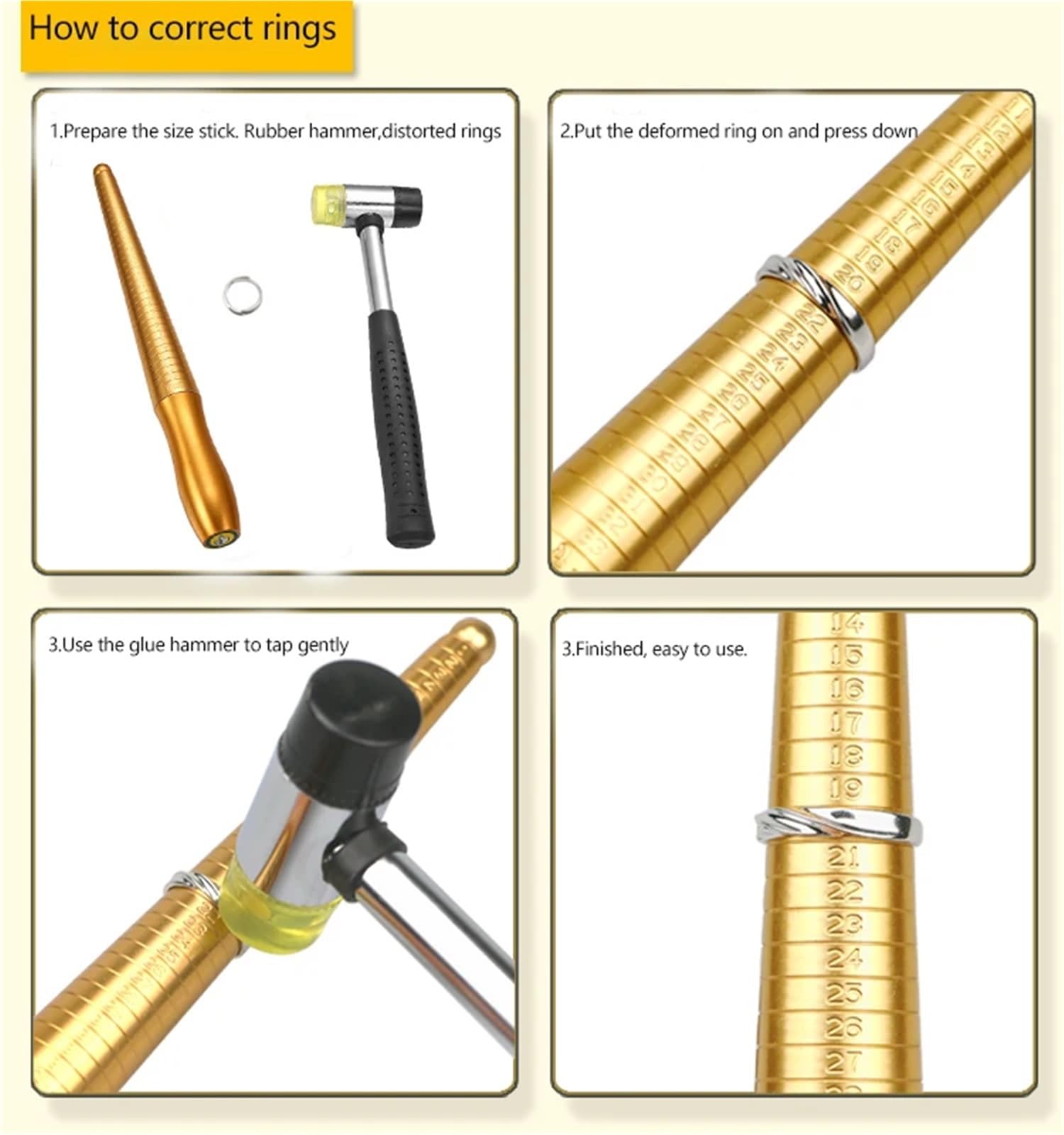 Ringexpander Fingergrößen-Messgeräte, Metallstab, Ringgröße, Vergrößerer, Mandrel-Messgerät, Werkzeuge For Die Schmuckherstellung