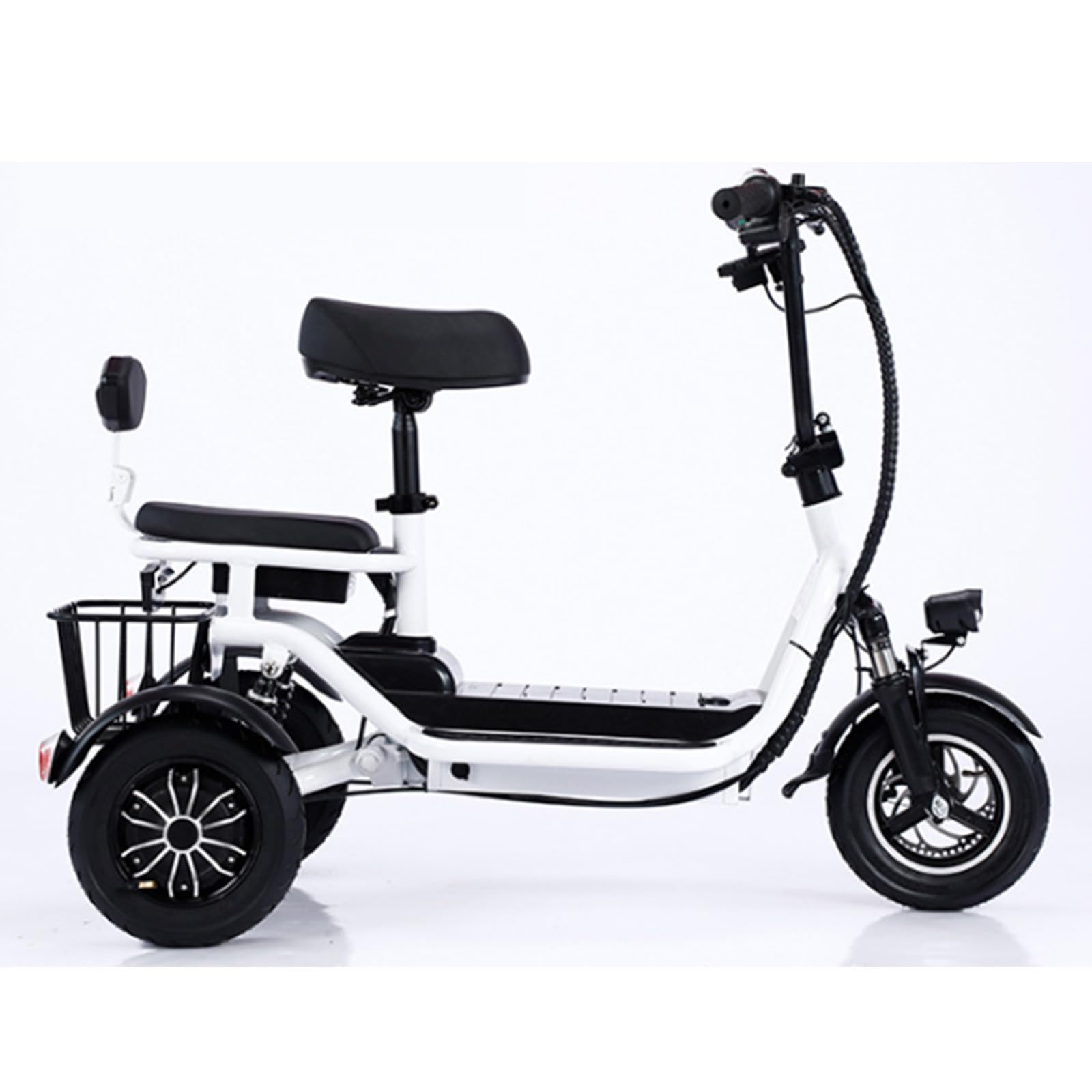 DIOTTI Mini Patinete Plegable Ligero con 2 Asientos y Coche Batería de 3 Asientos con una Duración de Batería de 100 Kilómetros (White 2 Seats)