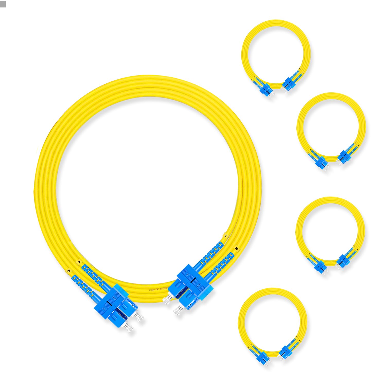 5 cables de conexión de fibra óptica de 3 metros SC UPC a SC UPC, cable de fibra de modo único dúplex OS2 G652D 9/125μm, 1310nm/1550nm LSZH 3.0mm