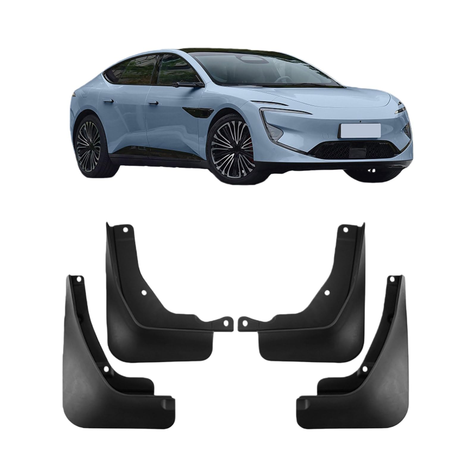 Car Mudguards for Avatar 12 Extended Range 2025, 4 Piece Front & Rear Splash Guards Set Basic Mud Flaps Set Black