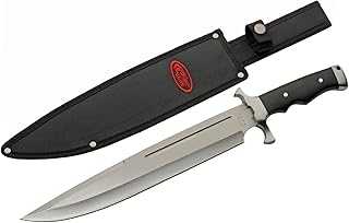 SZCO Supplies 17" Silver Wood Handled Bowie Blade Toothpick Outdoor Hunting Knife With Sheath, Black/Silver (211554) - SZCO Supplies