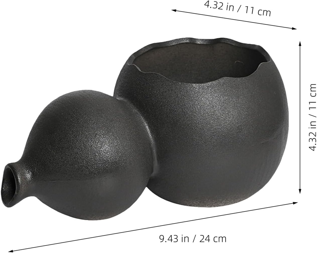 DOITOOL Ceramic Gourd Water Fountain Indoor Tabletop Decorative Jar Circulating Waterfall Fountain for Garden and Home Black Small Without Pump