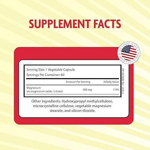 Miniatura 2 de DMoose - Suplemento de magnesio para hombres y mujeres, cápsulas minerales de citrato de magnesio para un tú más saludable, cura el estreñimiento y