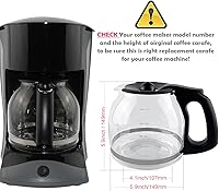 Vista 3 de Jarra de café de repuesto para 12 tazas compatible con cafetera Mr. Coffee, repuesto # PLD12 PLD12 serie PLD12-RB, mango negro