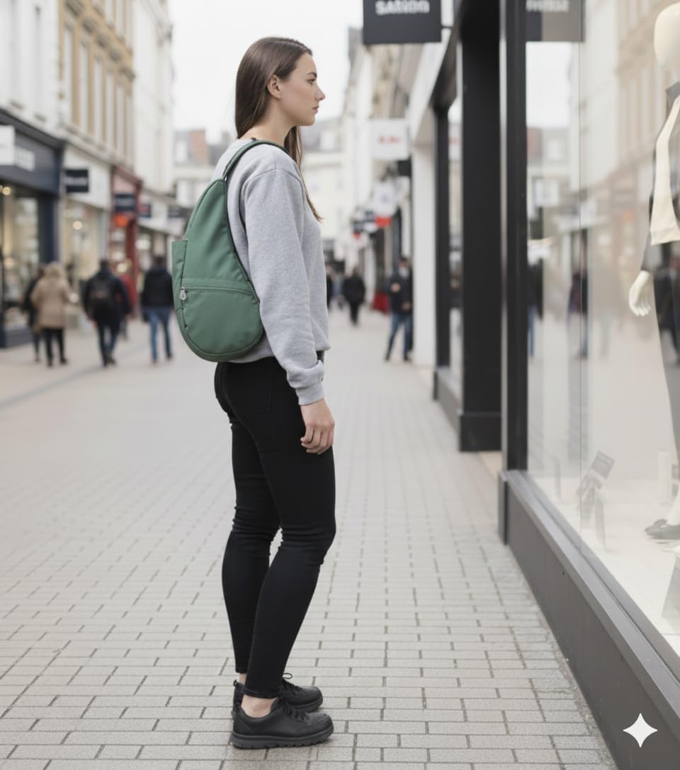 AmeriBag 17" Nylon Healthy Back Bag Ergonomic Crossbody Sling for Everyday Use, Travel & Walking Comfort - Image 4