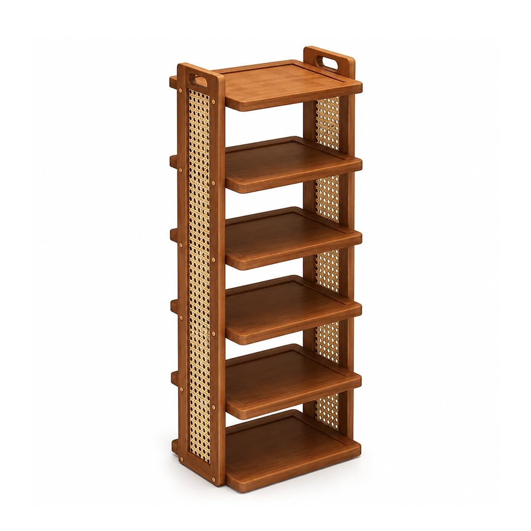 HomeEssentials 6-Layer Bamboo Shoe Rack for Entryway | Multipurpose Wooden Shoe Storage Organizer | Space-Saving Open Shelf Stand for Living Room, Bedroom, Closet & Balcony | Natural Bamboo Finish-picture-32