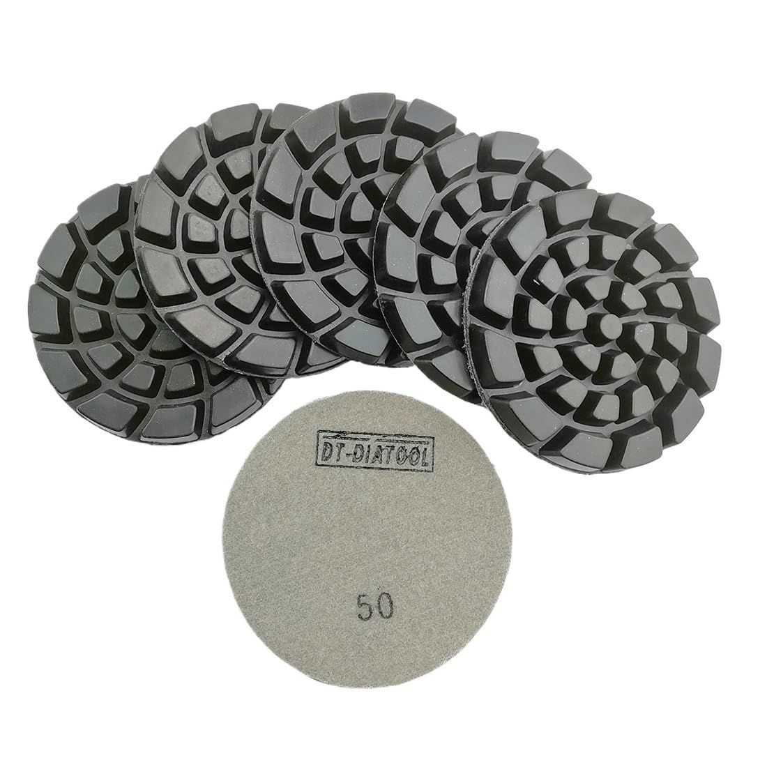 6pcs Dia 100mm/4 Mix Grit Thickened Concrete Polishing Pad Resin Bond Diamond Concrete Sanding Discs Floor Renew Pad(6pcs grit 50)