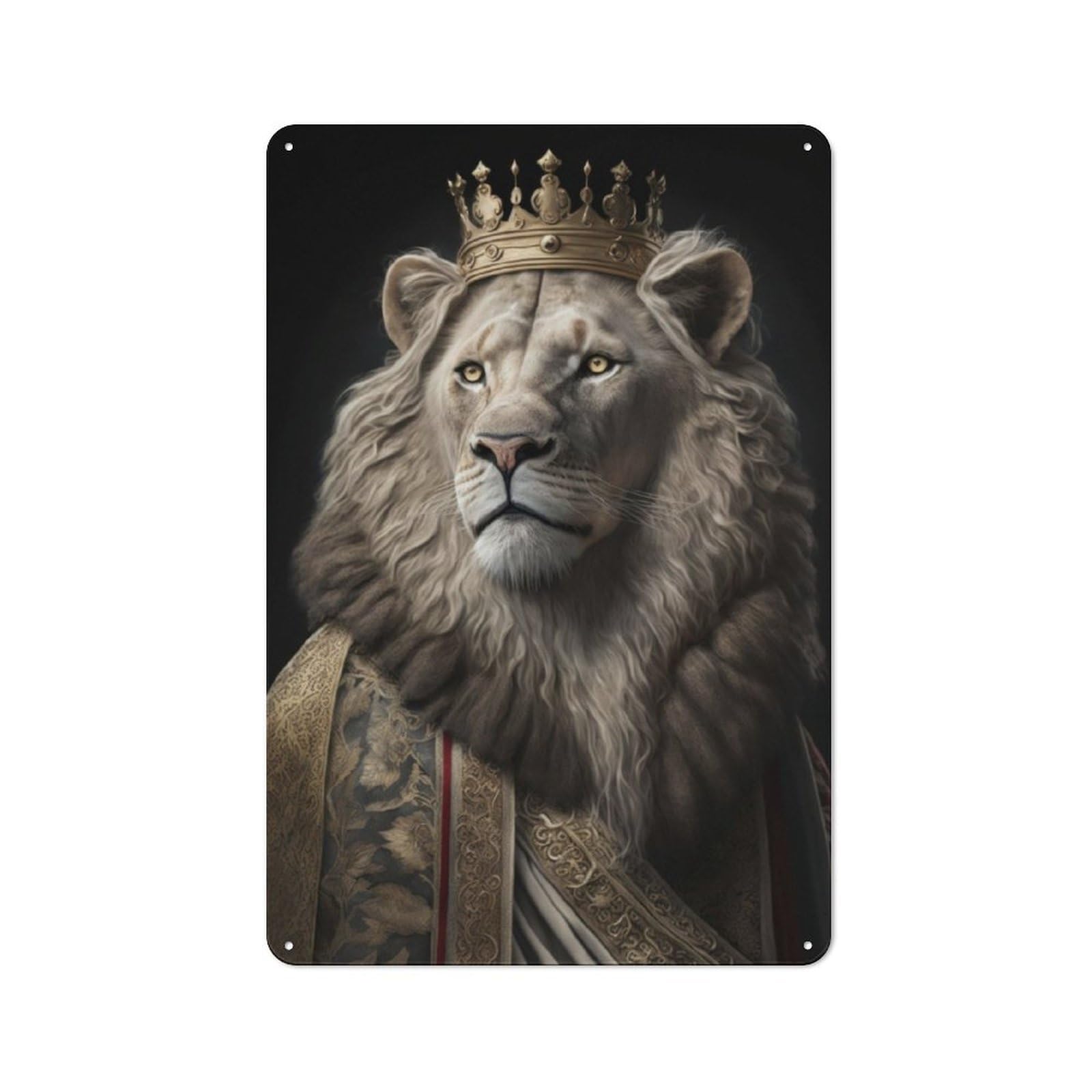 Junmoney Lion Generative Ai For Hobby Room Or Studio, Retro-Style Tin Sign 30X20cm, For Room Styling Across Hobby Rooms And Studios