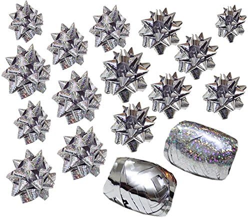 WSL Present Wrapping Sparkling Silver Bows And Ribbon Kit