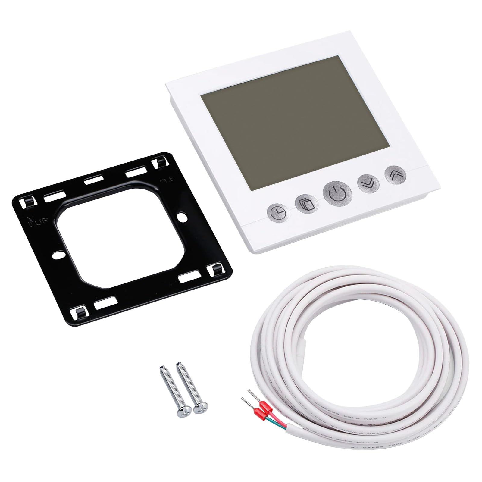 Thermostat numérique encastré blanc avec écran de 8 cm de diagonale - Programmation hebdomadaire - Sécurité enfant - Pour chauffage au sol électrique ou à eau