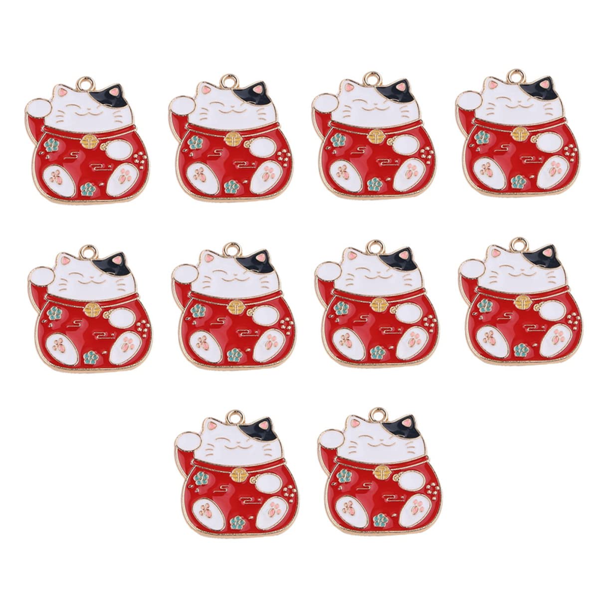 Lurrose Ciondolo Gatto Fortunato Mini Portachiavi Neko Rosso Lega