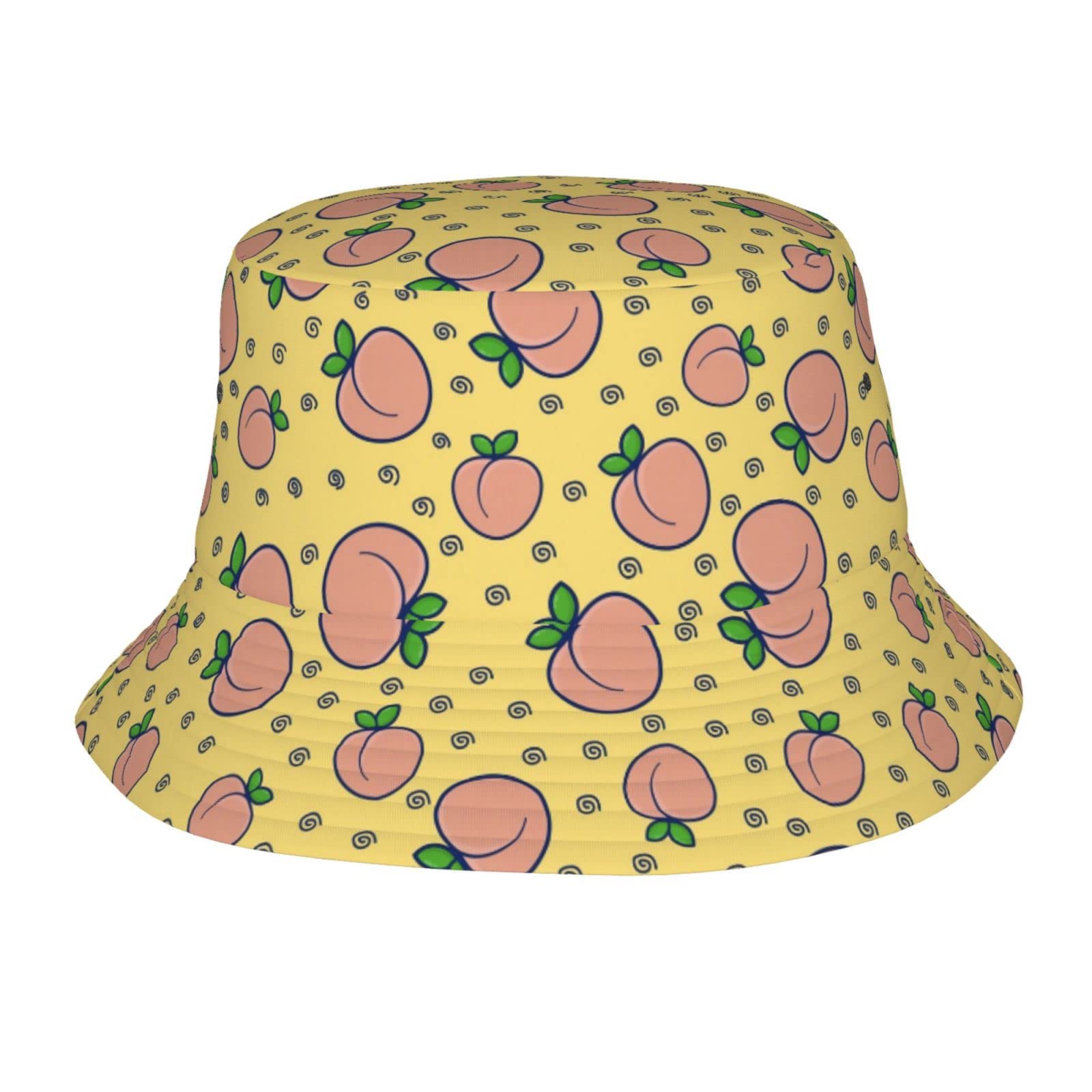 Lsjuee Unisex As Pic Watercolor Peach And Leaves Pattern Bucket Hat For Women And Men Packable Sun Hat Fashion Outdoor Fisherman Hat