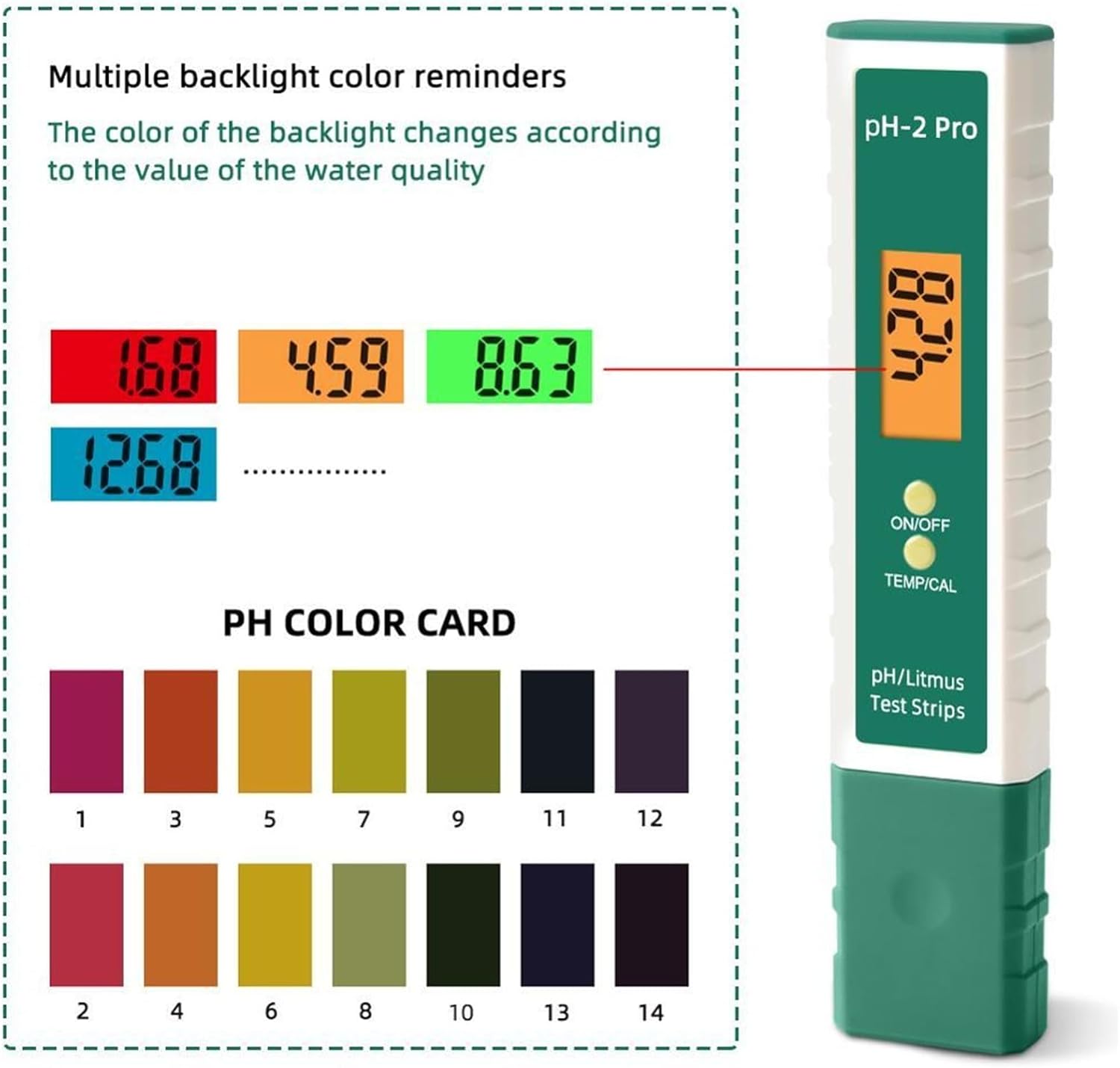 Digital Ph Meter Ph Tester Pen Litmus Tester 0.01 High Accuracy Water Quality with ATC Test Strips Function