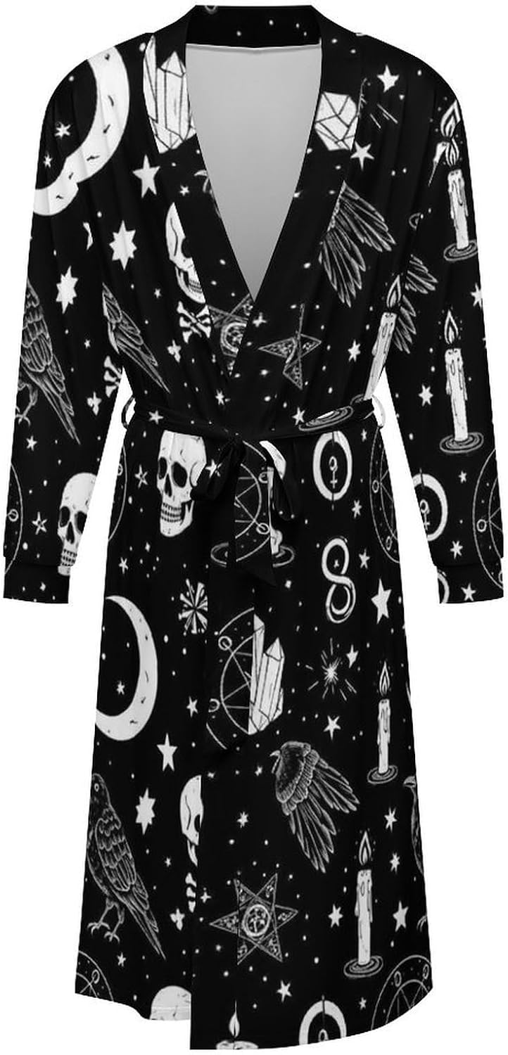 Adult Kimono Robes for Men Women, Unisex Absorbent Open Front Bathrobe with Belt, Long Sleeve Nightgown