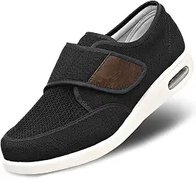 Tênis masculino para diabéticos Edema, ajustável, largo, ao ar livre, ortopédico, leve, confortável, casual, para idosos inchados e recuperação de artrite