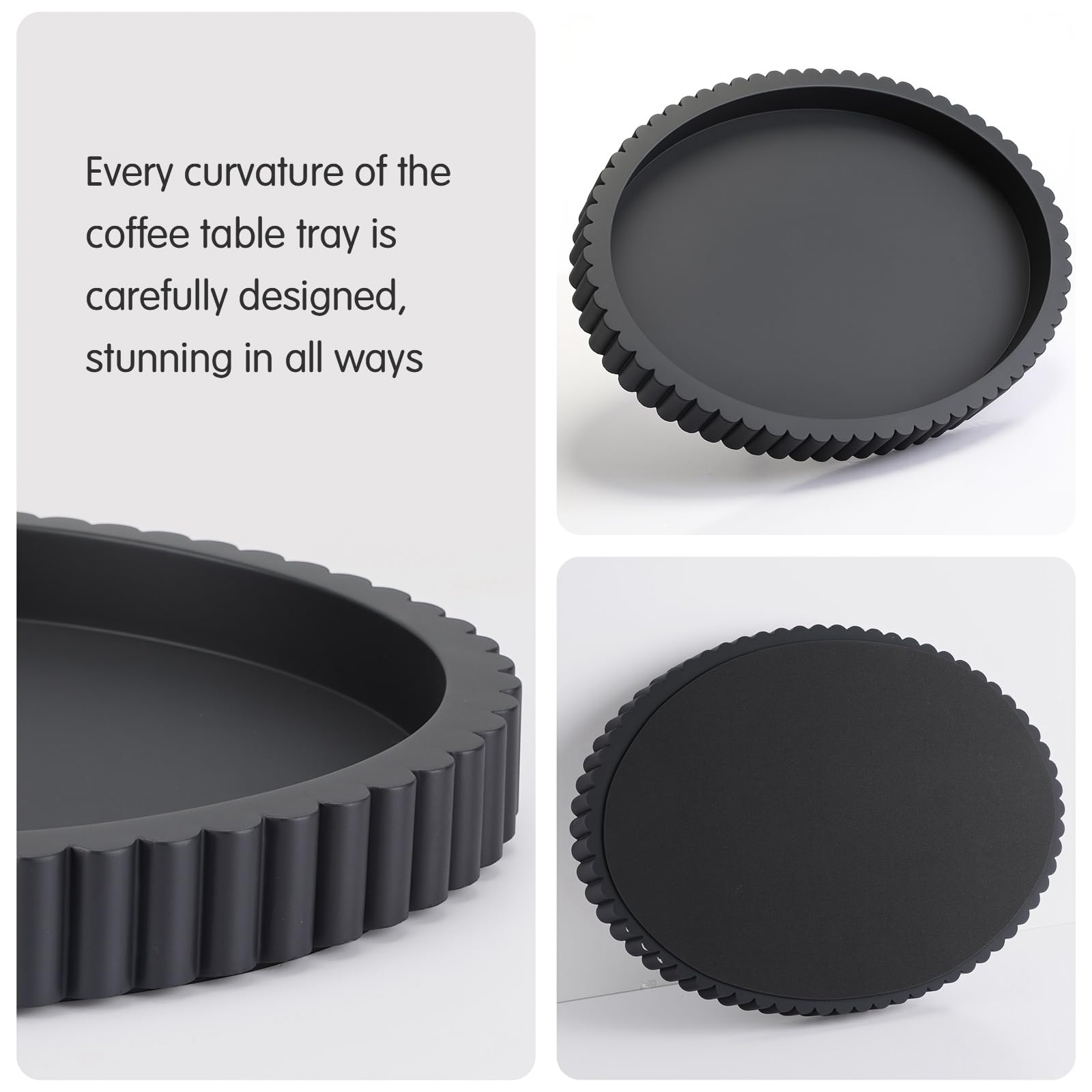 Yalikop Vassoio decorativo ovale in cemento per tavolino da caffè, 38,1 cm, moderno, nero, centrotavola, vassoio ottomano decorativo per servire la decorazione della casa Bandejas Decorativas regalo