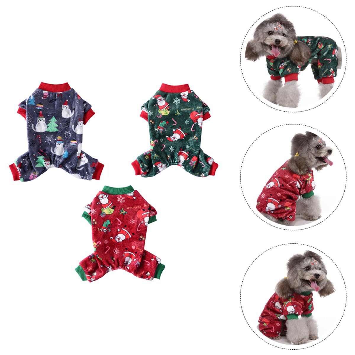 VILLCASE 3 Stück Hundekostüm aus Korallenfleece für Welpen und Hunde Hält Warm und Schützt Ordentlich für Outdoor Aktivitäten Modisch und Charmant