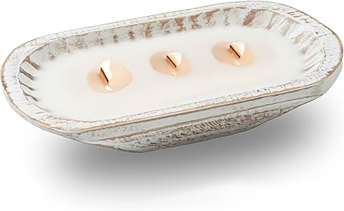 Kiwi Homie Velas de cuenco blanco de masa de madera de 9.06 pulgadas, vela de cera de soja vertida a mano, velas de tazón de masa larga para mesa, 3 disponible en Yaxa Colombia
