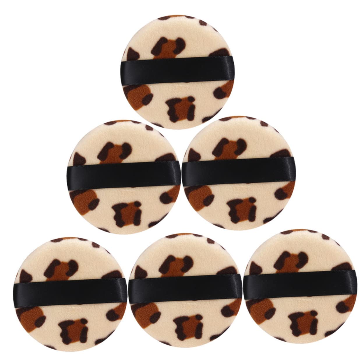 Healeved 6Pcs Leopard Print Powder Puff for Washable Makeup Cushions for Loose and Pressed Powder Blush and Sunscreen Applications