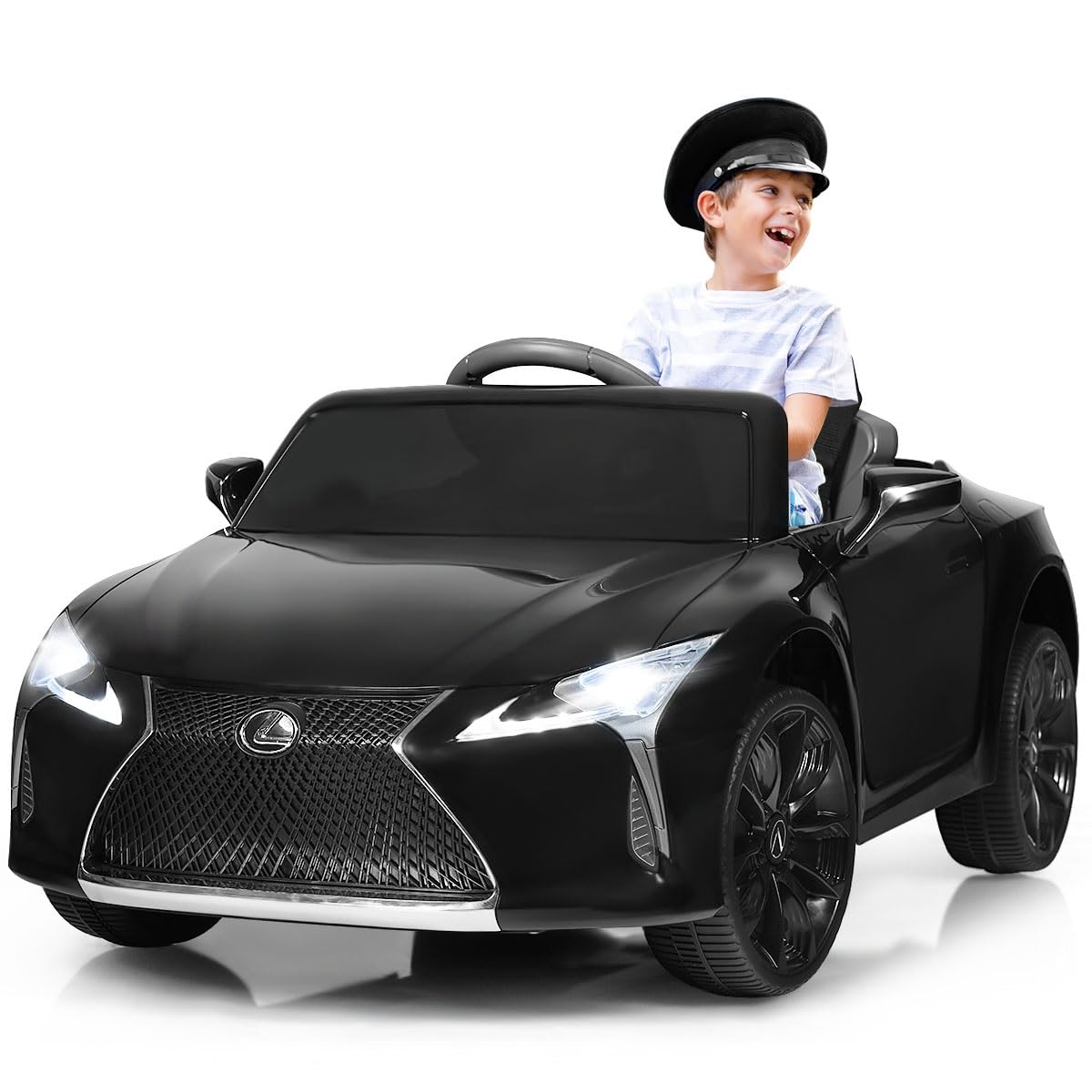 GOPLUS Samochód elektryczny dla dzieci 12 V Lexus LC500, pojazdy elektryczne z pilotem zdalnego sterowania 2,4 G, elektryczny samochód dziecięcy z 2 drzwiami i 2 prędkościami, USB, klakson i muzyka,