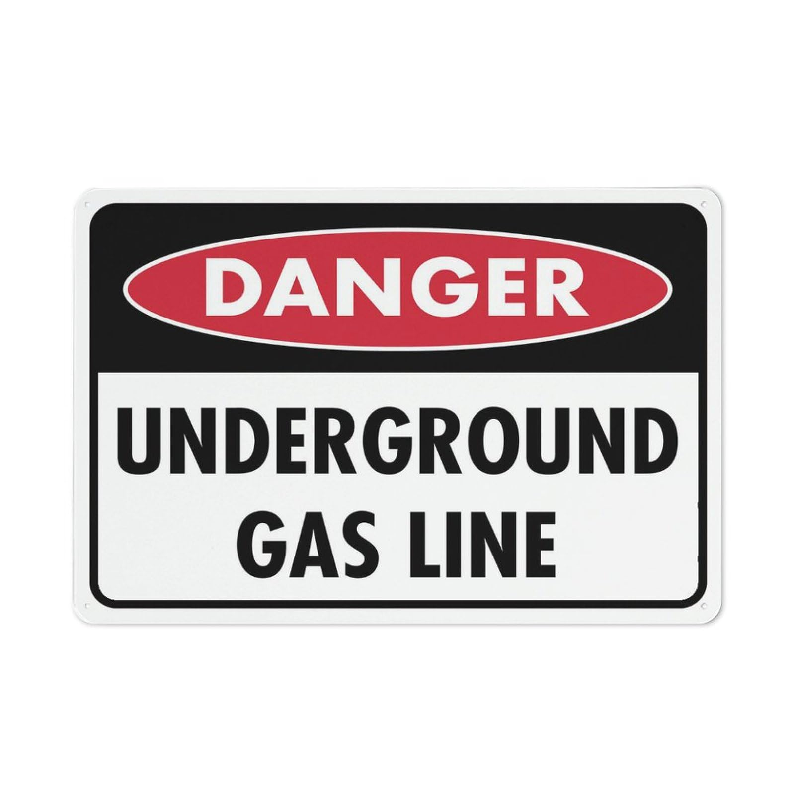 Danger - Underground Gas Line Sign, 8x12 Inch Rust-Free Metal Aluminum for House, Door, Office, Business, Yard, Pre-Drilled Holes, Weather Resistant