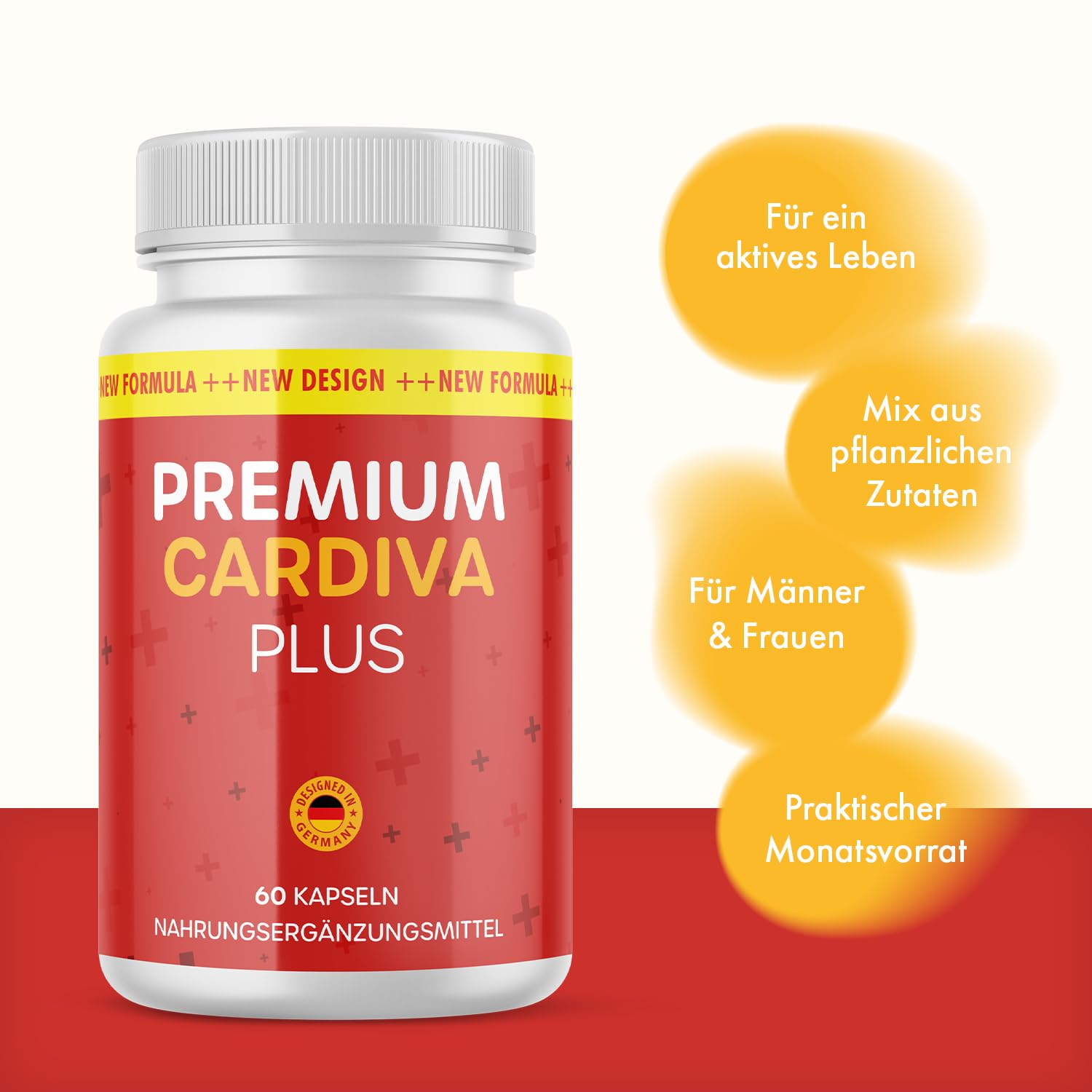 Premium Cardiva Plus Kapseln | Für ein aktives Leben | mit wertvollen Inhaltsstoffen | 60 Kapseln Inhalt