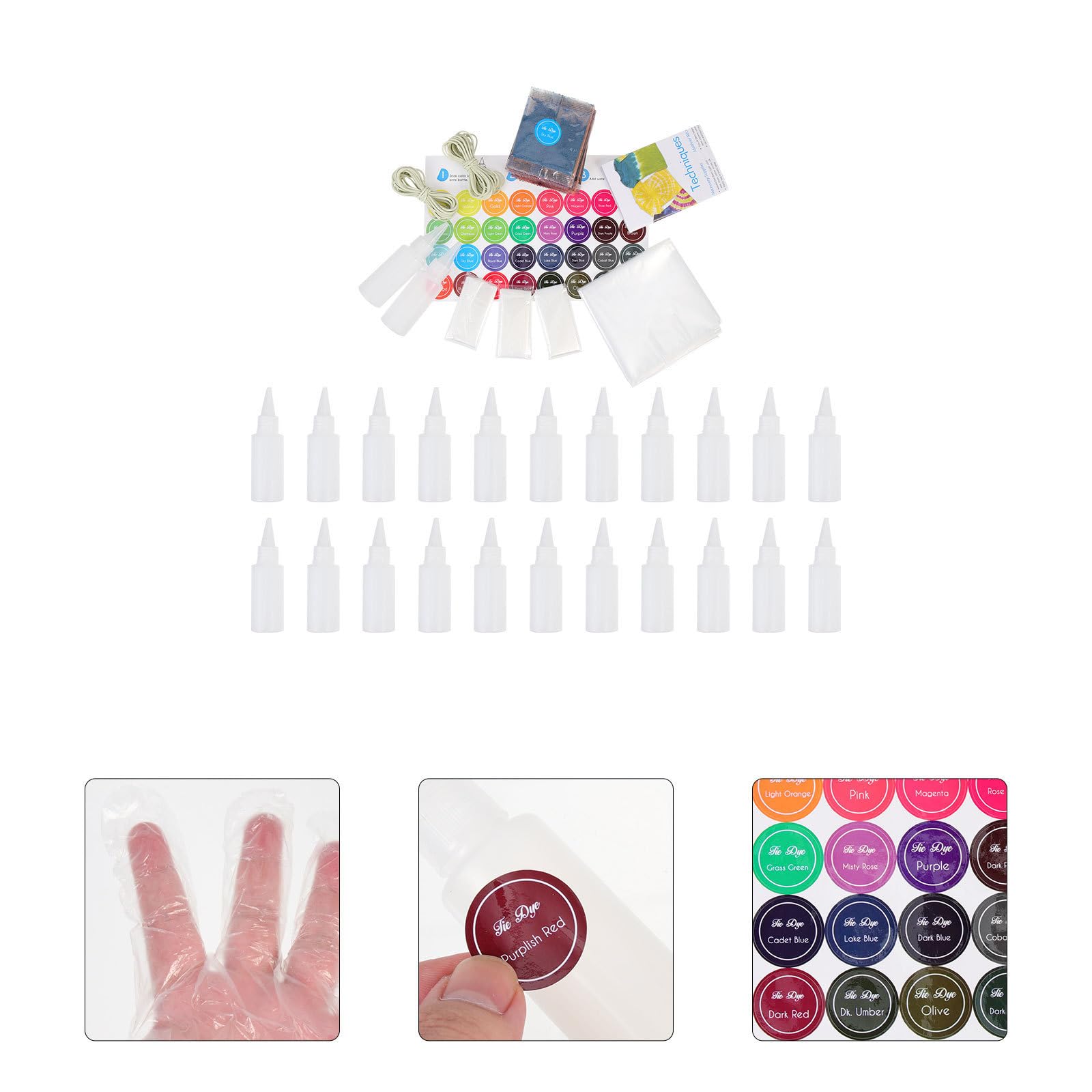 Toyvian Kit de Tinte para Ropa Tie Dye 24 Colores Brillantes, sin Olor, para Sudaderas y Calcetines, Adecuado para Teñir Ropa en Fiestas DIY Adultos