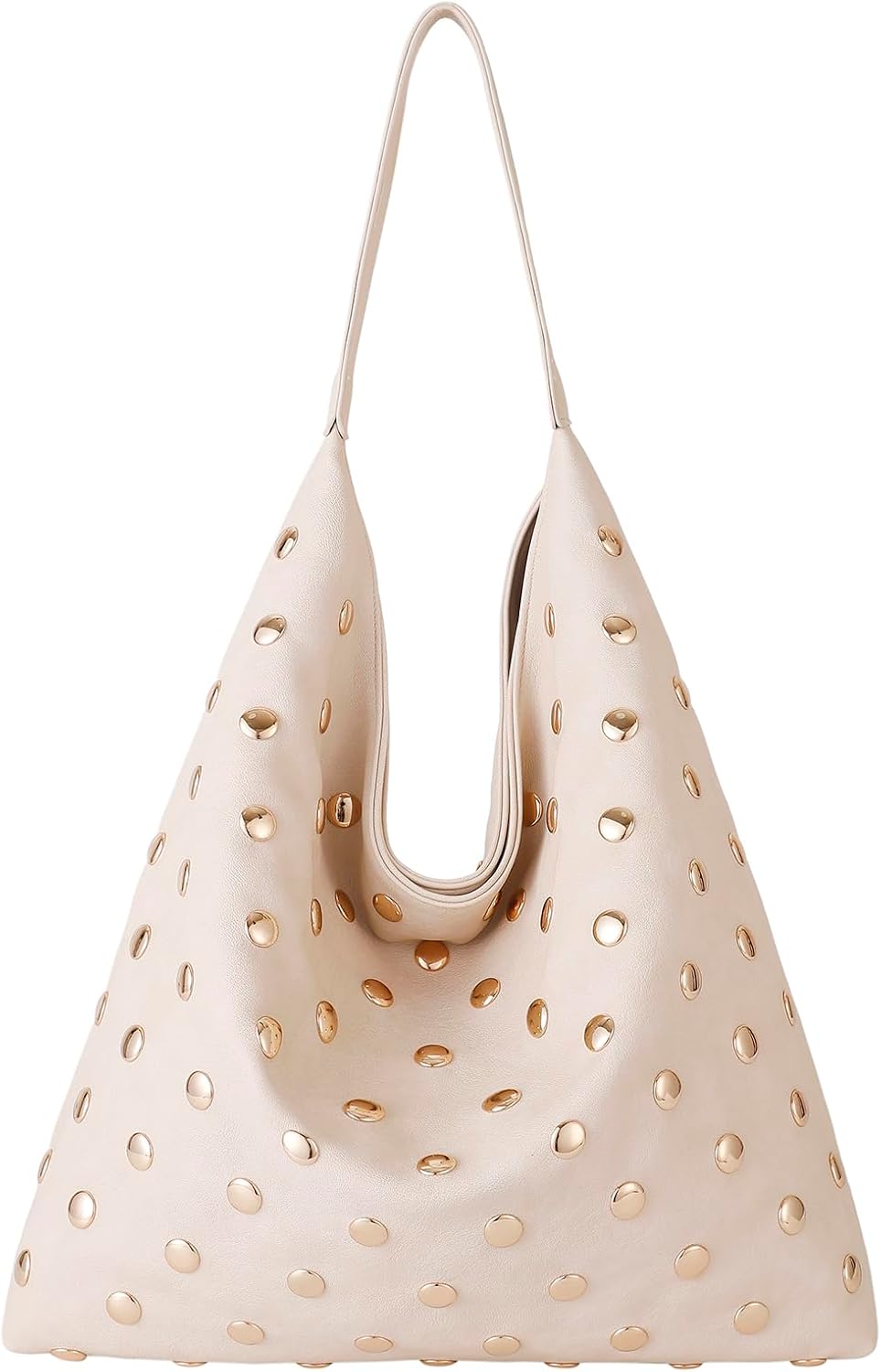 Studded Hobo Purse for Women, Leather Tote Bag Rivet Studded Shoulder Bag Punk Handbag