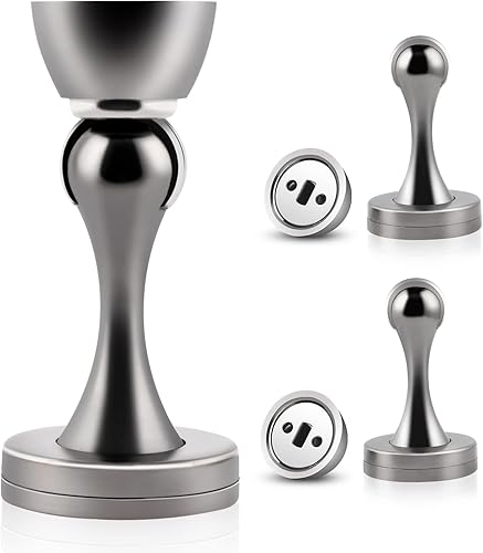 KOLAKO Topes de puerta, topes magnéticos para puerta, montaje en piso de pared, imán resistente, soporte moderno cepillado para puerta suave, tope