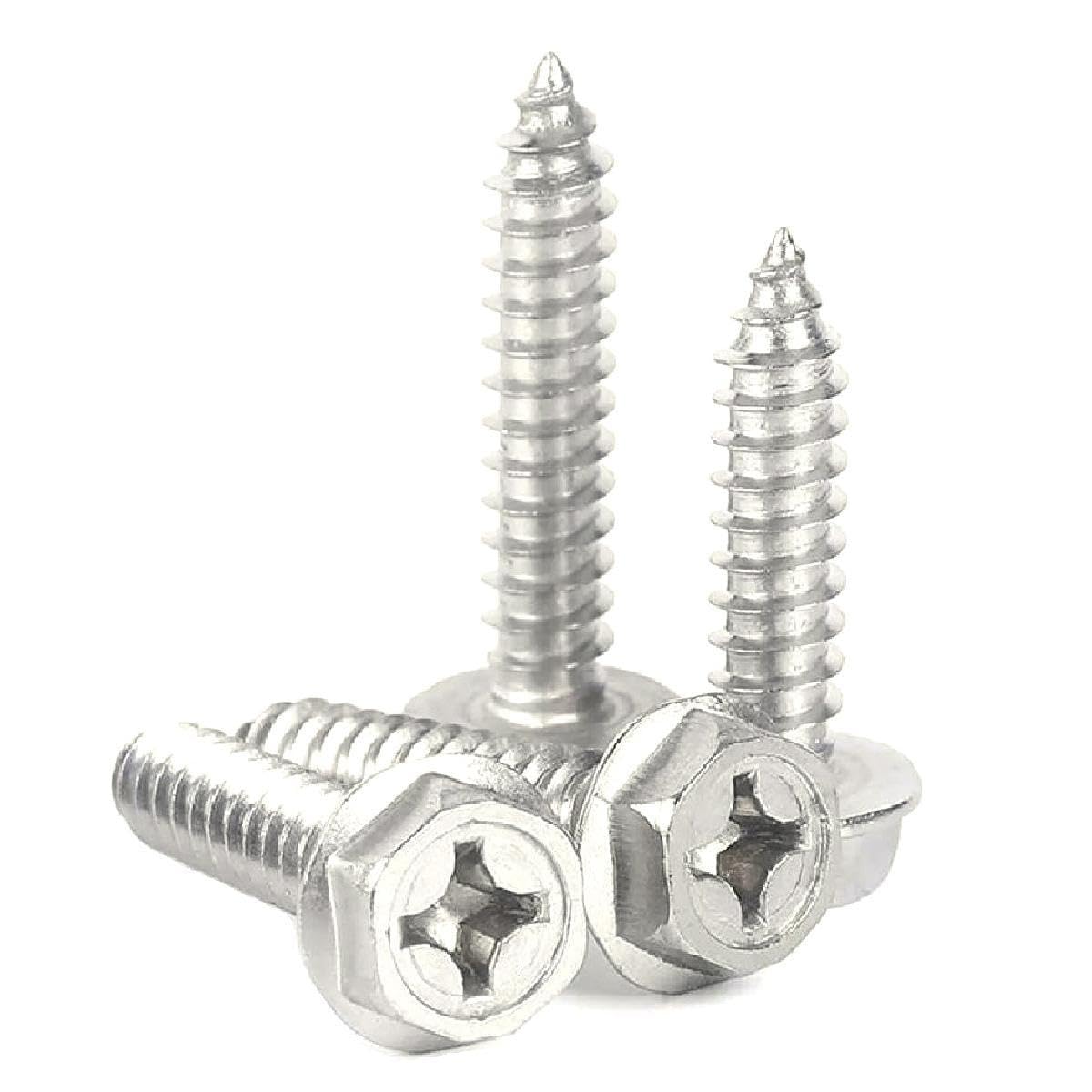 bulloni a flangia con dentatura esagonale, viti di M3 M4 M5 M6 Phillips Flangia Esterna Esagonale Autofilettante con Rondella Viti a Esagonale a Croce in Acciaio Inossidabile 304 20 Pz(M6x25mm)