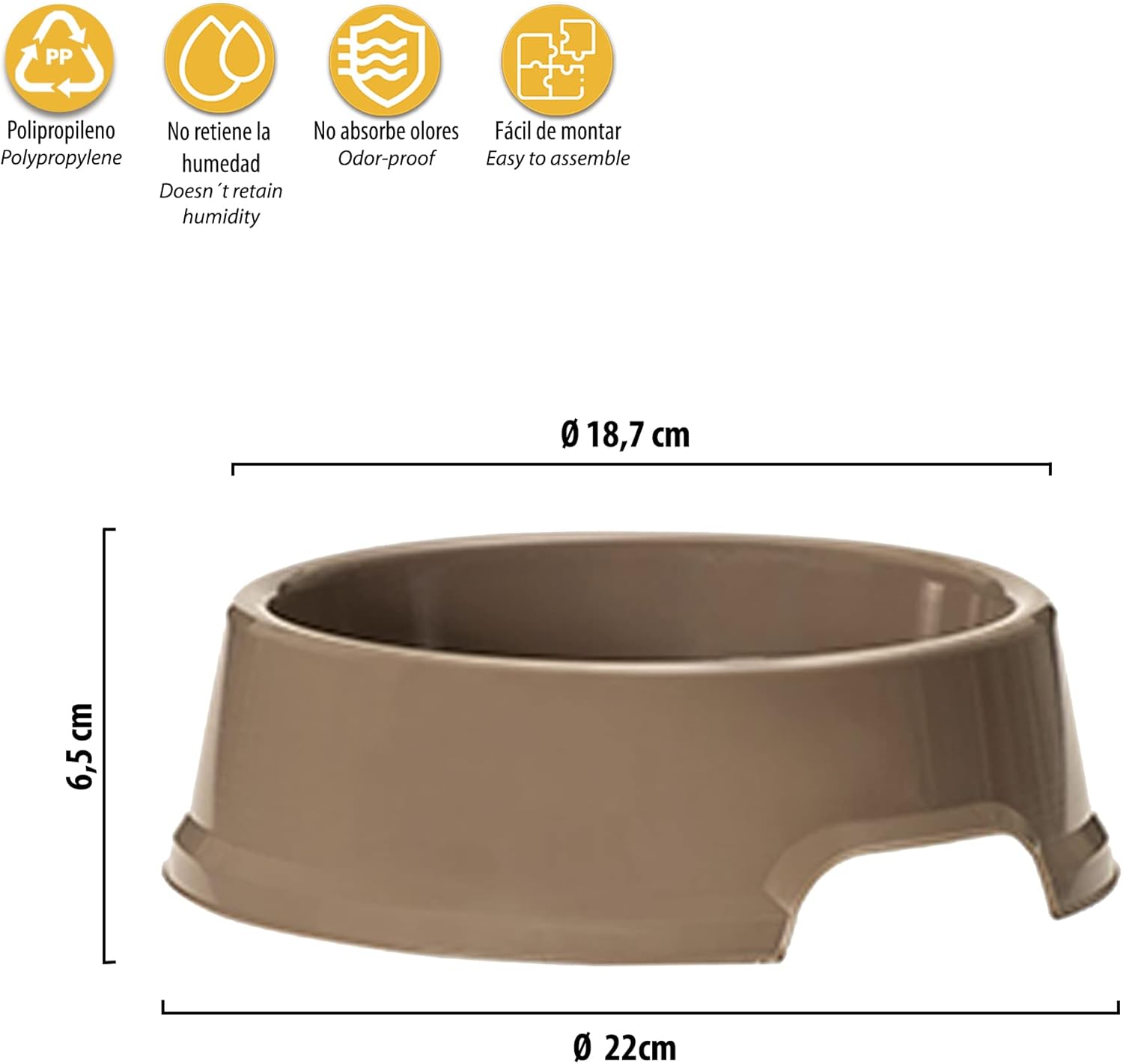 Art Plast Midi bowl for dogs and cats made of polypropylene in taupe